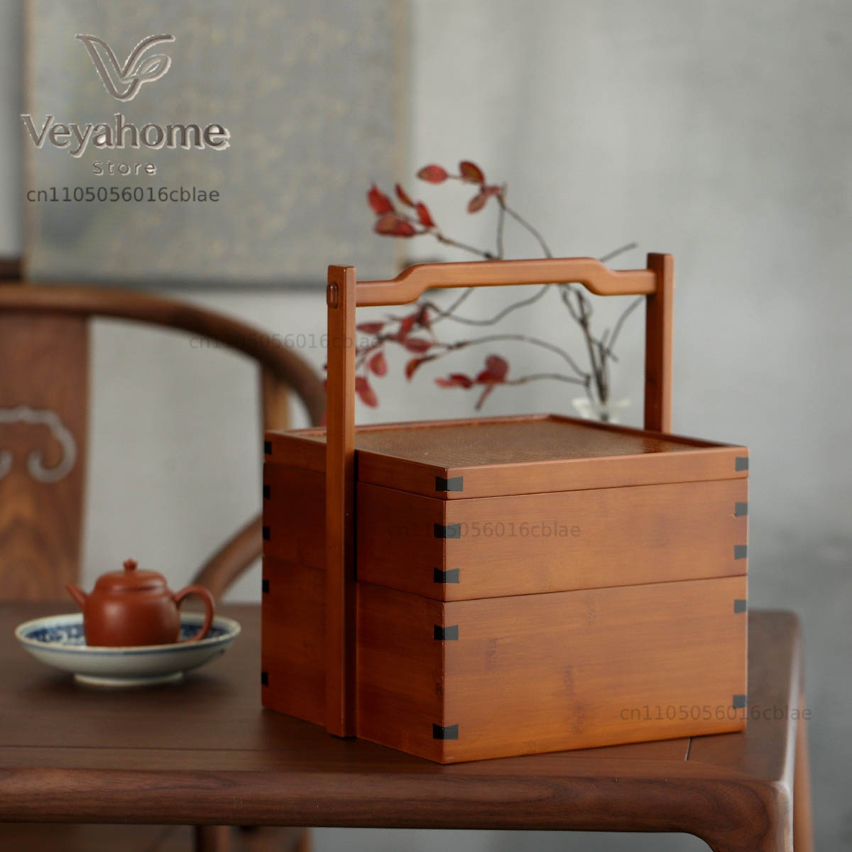 Food Snacks Basket - Kotak Penyimpanan Set Teh Bambu Gaya