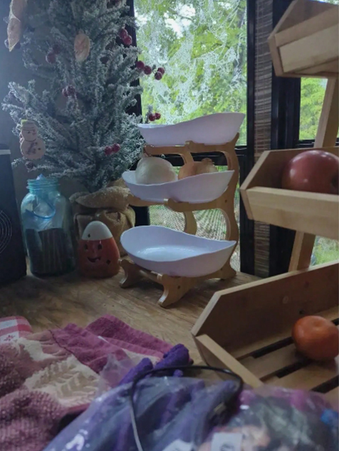 Snacks Food Gift Baskets - Keranjang Buah Kayu 3 Tingkat Mewah