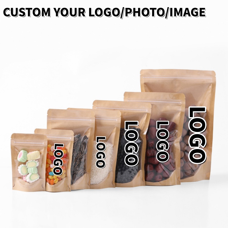 Food Snacks For Christmas - 100PCS Kantong Kertas Kraft Transparan Berdiri