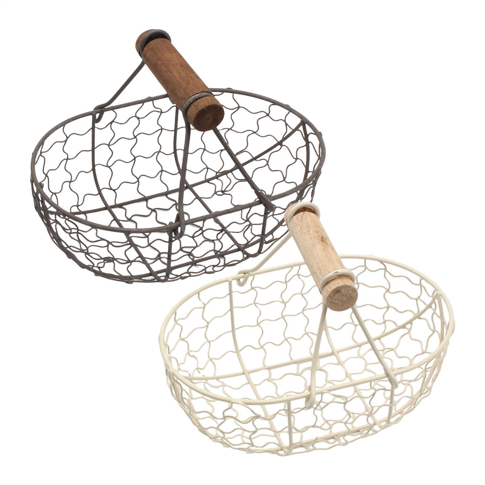 Food Snacks Basket - Keranjang Penyimpanan Besi dengan Gagang Kayu,