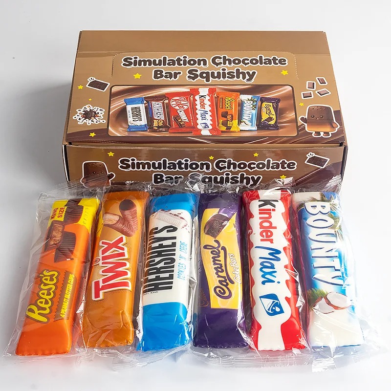 Food Grocery Snacks - 1/4PCS Mainan Squishy Batang Cokelat Simulasi,