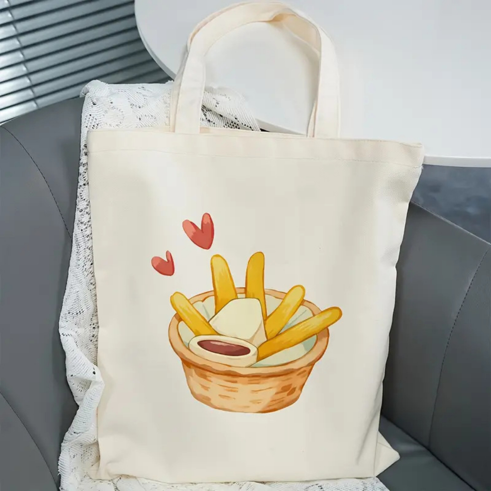 Food Grocery Snacks - Tas Tote Kanvas Motif Kentang Goreng