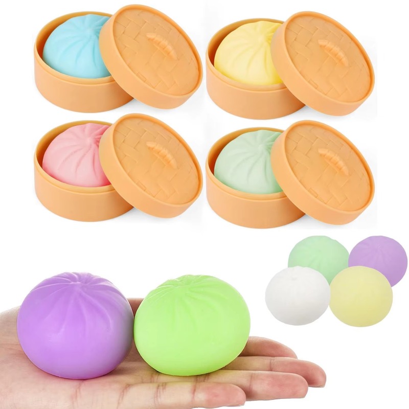 Food Grocery Snacks - Bola Squishy Warna-warni Bentuk Pangsit, Mainan