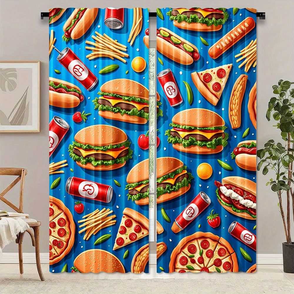 Food Snacks Background - Tirai Burger Pizza Makanan Cepat Saji