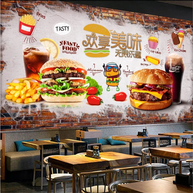 Food Snacks Background - Disesuaikan Teks Burger French Fries Cola