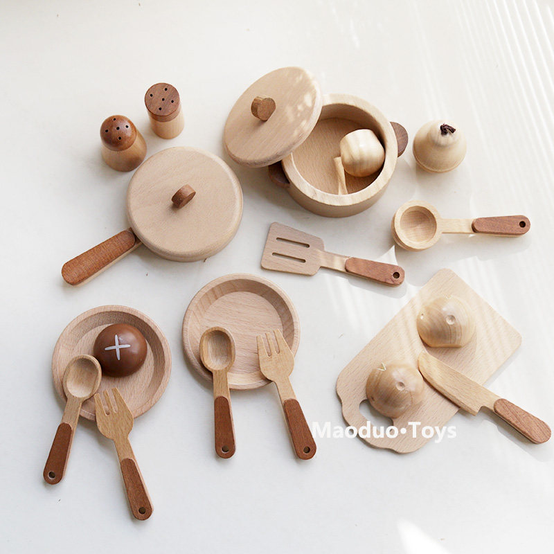 Food Grocery Snacks - Mainan Dapur Kayu Beech Maoduo untuk