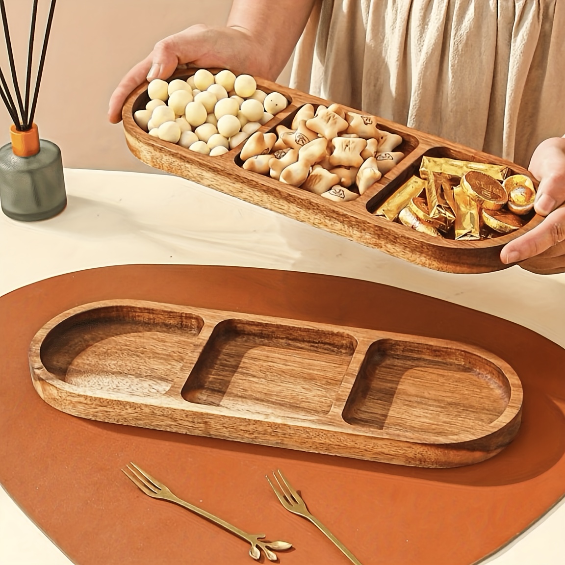 Food Snacks In Japan - Nampan Pajangan Makanan Serbaguna Kayu Akasia,