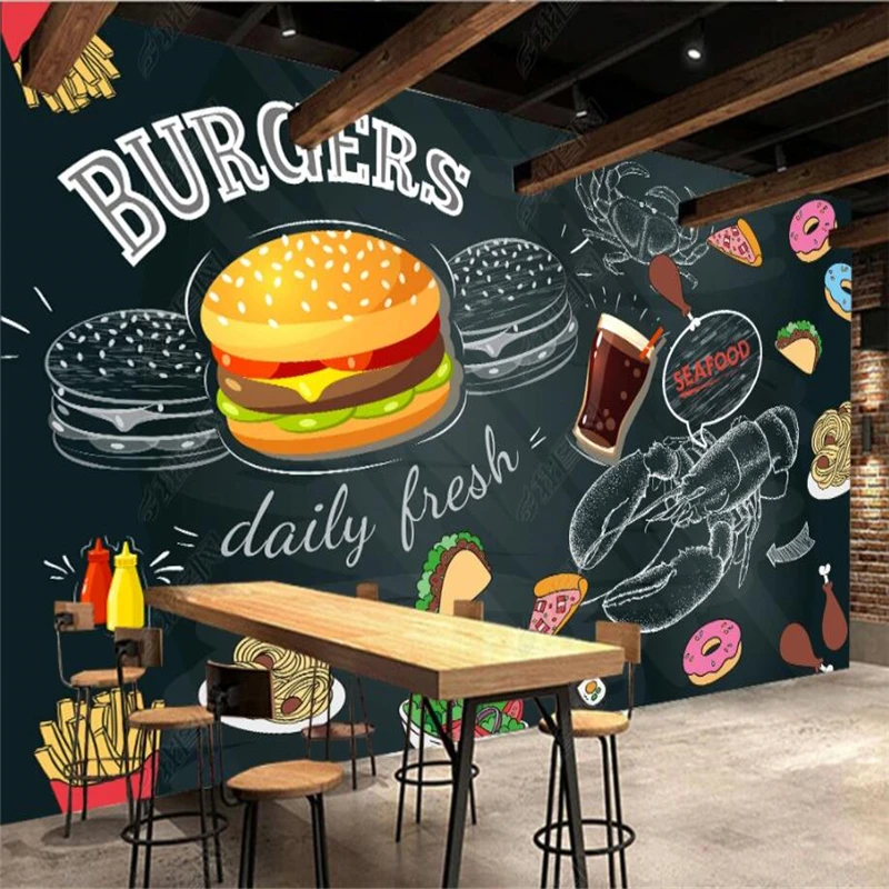 Food Snacks Background - Kertas Dinding Burger Goreng Yang Dilukis