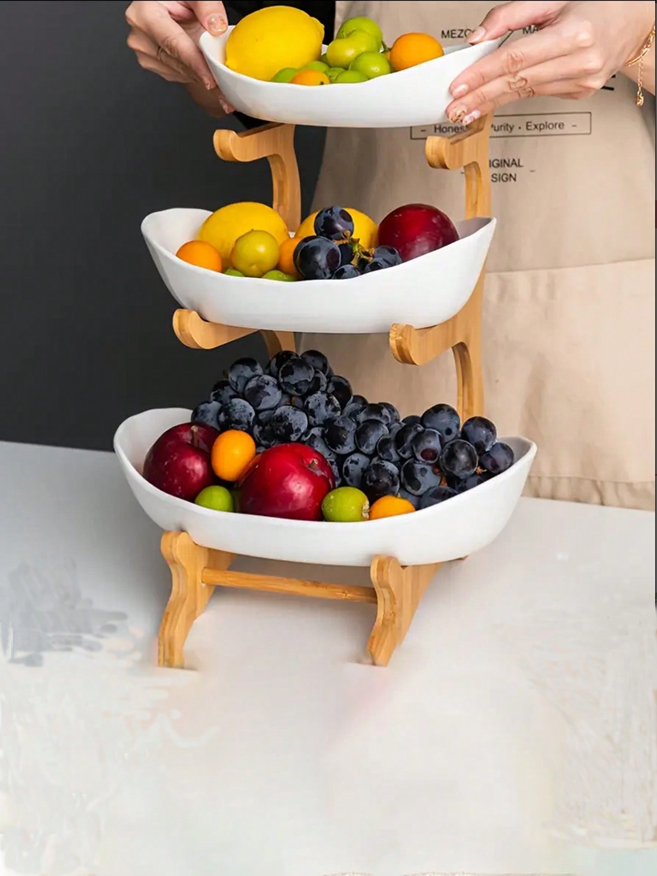 Keranjang Buah Kayu 3 Tingkat  - Snacks Food Gift Baskets ulasan dan harga