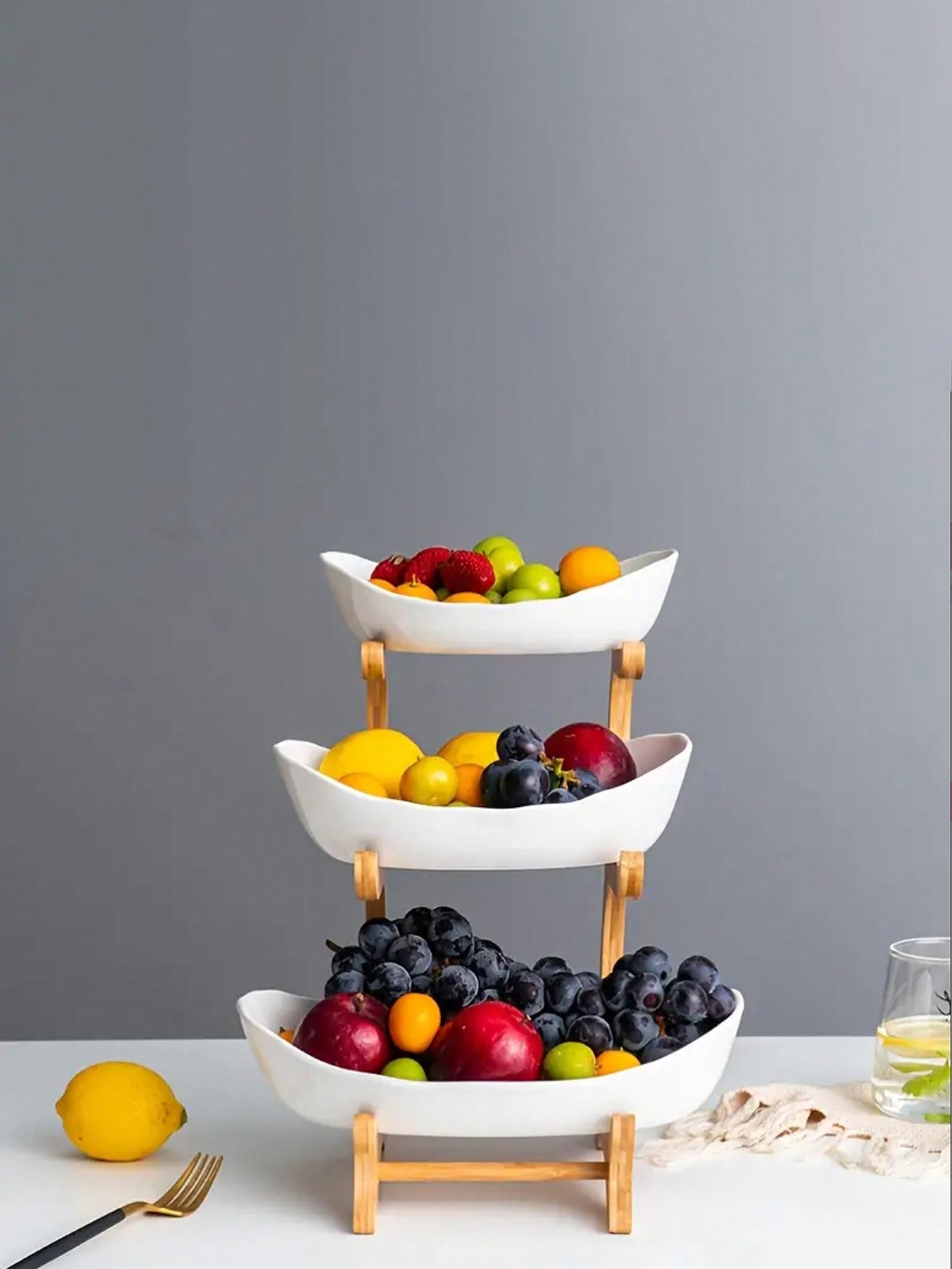 Keranjang Buah Kayu 3 Tingkat  - Snacks Food Gift Baskets ulasan dan harga