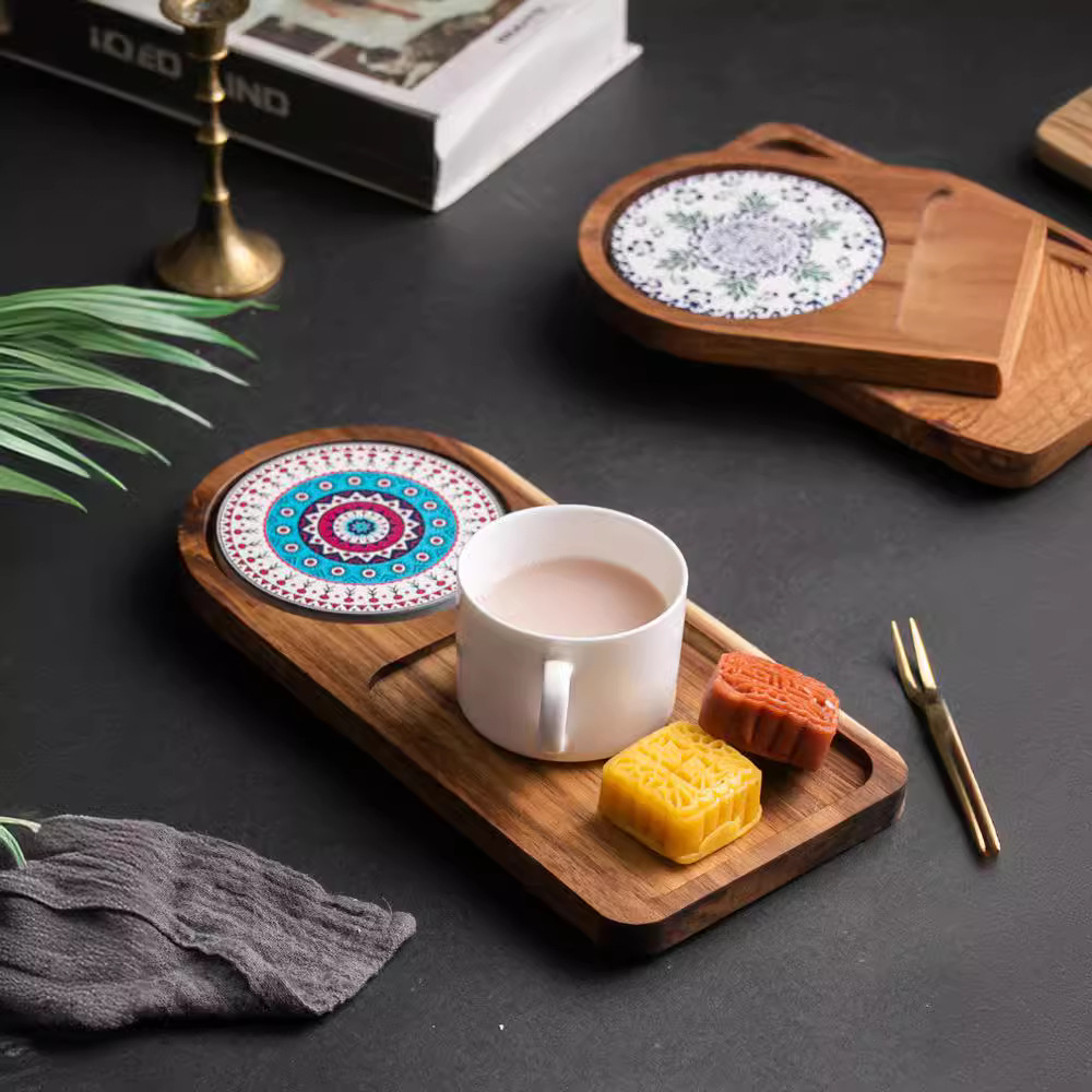 Nampan Teh Kayu Akasia Piring  - Food Snacks In Japan ulasan dan harga