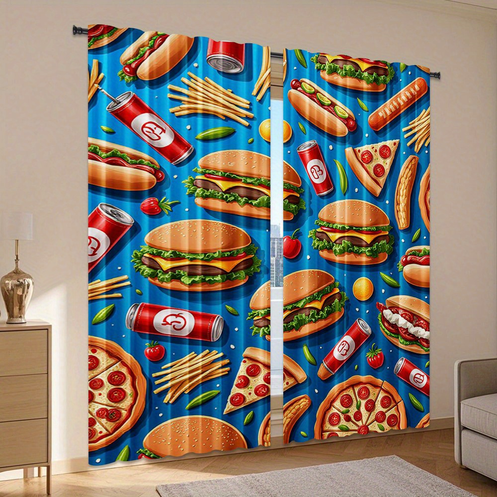Tirai Burger Pizza Makanan Cep - Food Snacks Background ulasan dan harga