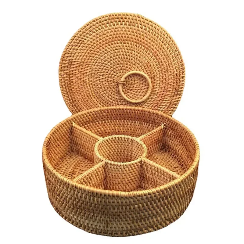 Kotak Rotan Alami 5 Sekat, Ker - Food Snacks Basket ulasan dan harga