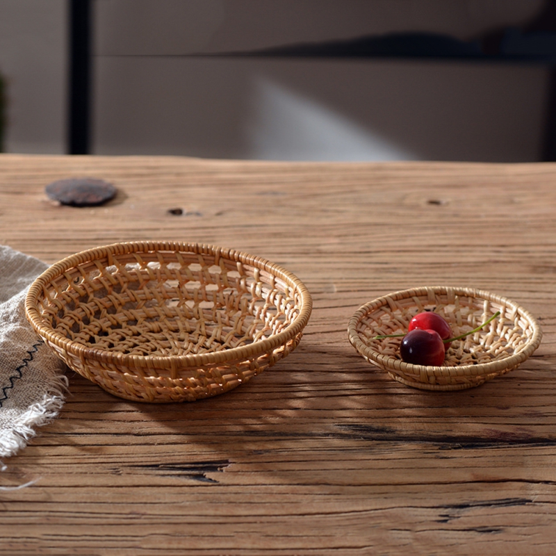 Nampan Rotan Bambu Bulat, Kera - Food Snacks Basket ulasan dan harga