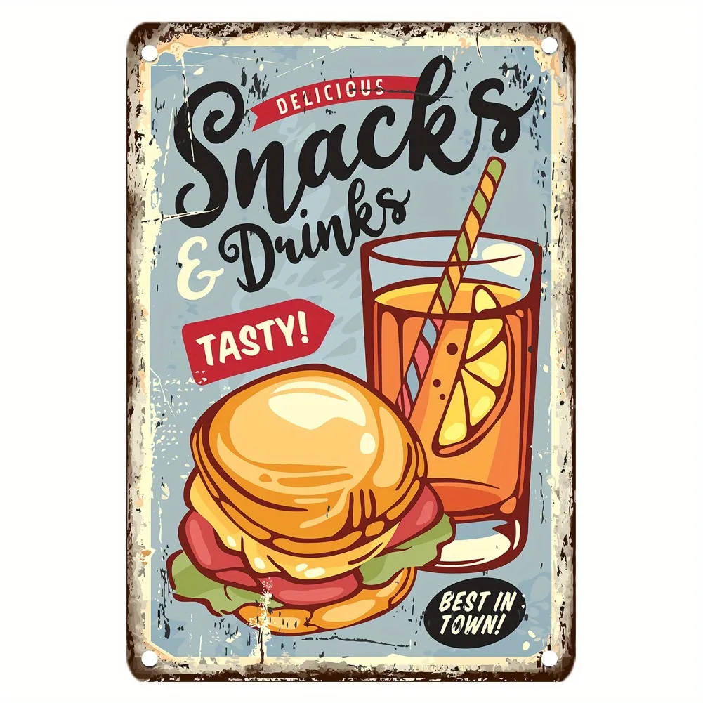 Papan Logam Vintage Bertema Ma - Food Drink Snacks ulasan dan harga