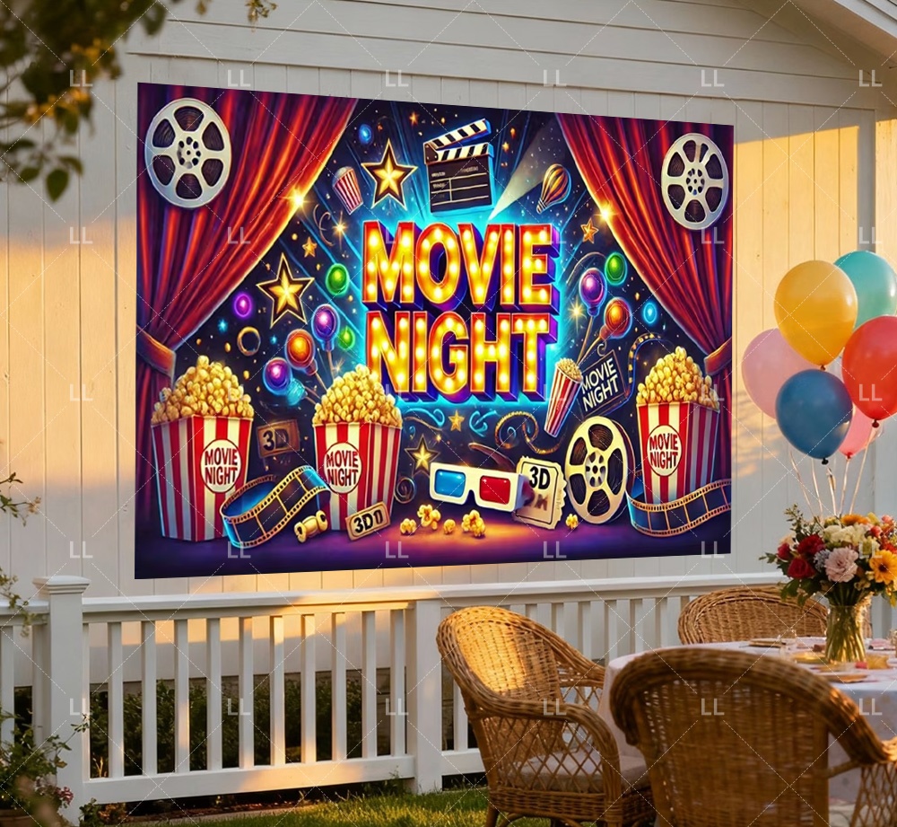 Dekorasi Pesta Malam Film Sine - Food Snacks Background ulasan dan harga